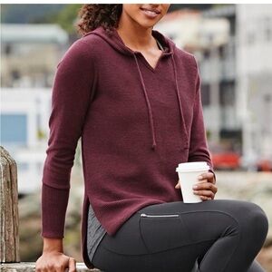 Athleta Aster Ribbed Hoodie Maroon Sweater XS